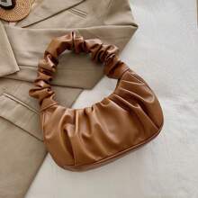 Bolso de nube nuevo y de moda, muy atractivo, bolso pequeño plisado de unicolor, bolso de hombro y axila versátil de unicolor para mujeres