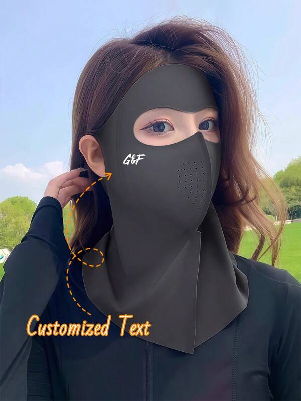 1Pc Personalized Customized Face Gini New Face Mask, Customized Text Logo, Full Face And Neck Protection Integrated Design, Can Resist Uv Rays In All Directions. The Face Mask Is Made Of Comfortable Materials, Light And Easy To Wear, Without Burdening The Face. Suitable For Gifting To Fathers, Mothers, Friends, Lovers, And Can Also Be Customized For Cycling Clubs. Whether It'S Daily Commuting, Outdoor Sports, Or Travel, It'S Perfect For All