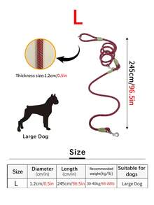 1pc Reflective Nylon Material Hands Free Dog Leash, For Running/Walking Outdoor, Suitable For Small/Medium/Large Dogs - Burgundy - View 10