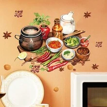 1 Piece Of Kitchen Decoration Wall Sticker Suitable For Home Life, Home Decoration, Living Room, Bedroom, Kitchen Decoration Sticker - Multicolor - View 8