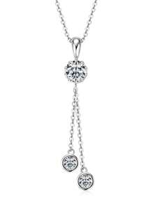XUJIA 1 pièce Collier pendentif à gland en moissanite 1,6 carat pour femme en argent sterling 925, avec moissanite ronde de 6,5 mm et 4 mm. Bijoux cadeaux pour elle, livré avec 1 pièce de certificat GRA de moissanite de 6,5 mm