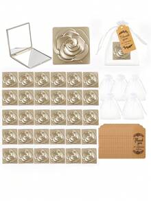 Bộ quà tặng cưới 36/18/3 món - Gương trang điểm mini kèm thiệp cảm ơn và túi lưới - Gương gấp di động (Một mặt gương là gương phóng đại và mặt còn lại là gương phẳng) dành cho tiệc cưới, đồ dùng tiệc sinh nhật - Nhiều màu - Xem 11