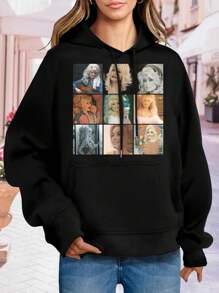Women's Dolly Parton Smiling Expression Hoodies Large Women Hoodies Country Music Singer Sweatwomen Hoodies