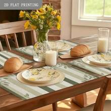 1 Stück/4 Stücke Set Leinen Tischsets, Frühstückstischsets, Küchenutensilien, leicht zu reinigende Sets geeignet für Zuhause, Restaurant, Esszimmerdekoration, Aquarellmotive mit Olivenblättern und Olivendruck - waschbar