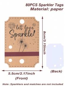 50/80个乡村风婚礼烟花棒标签，带火柴盒，牛皮纸婚礼回礼标签，婚礼派对装饰，乡村风烟花棒标签，适用于仪式、周年纪念派对、订婚、新娘送礼会（不含烟花棒和火柴） - 彩色 - 查看 6