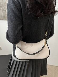 New Fashion Classic Joker Design PU Waterproof Letter Pattern Metal Chain Decor French Tote Shoulder Bag, Suitable For Shopping - White - View 7