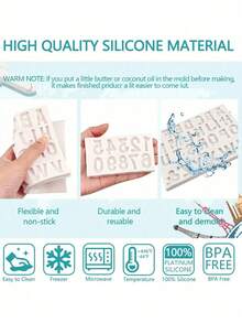 1Pack 3D Silicone Alphabet A-Z Embossed Fondant Chocolate Baking Molds,Silicone Fondant Molds, For Decorating Birthday Cake Candy Chocolate DIY Craft Projects - Multicolor - View 4