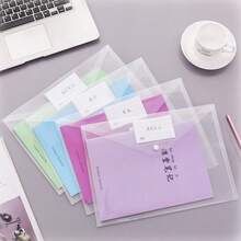 8pcs/16pcs 11 Hole Transparent Document Bag Snap Button/Hook And Loop Waterproof A4 Document Bag Suitable For 2.3.4 Hole Clip - Transparent Document Bag - View 2