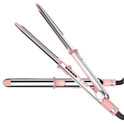 ATOPSKINS Plancha y rizador de pelo profesional 2 en 1 | Calentamiento rápido | Alisado sin frizz | Regalo ideal para Navidad y Año Nuevo (Rosa/Negro/Azul)