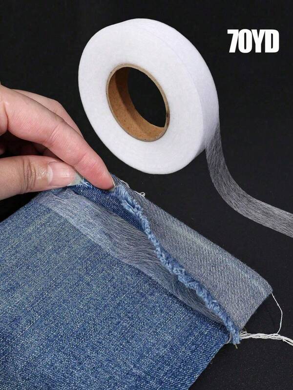 1 Rollo de cinta termoadhesiva para dobladillo, entretela fusible de doble cara, película de malla de pegamento fino para el dobladillo inferior, perfecto para proyectos de unión y artesanía, cinta decorativa no tejida, cinta adhesiva de doble cara para suministros de costura, costura DIY, patchwork, regalo de maestros