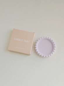1pc A Pearl Edge Gypsum Aromatherapy Candle Tray, Gypsum Material, Ins Style Candle Holder, Shooting Props, Round Tray, Home Decoration, Gift Decoration, Handmade Creative Candle Base Vessel Aromatherapy Candle Tray