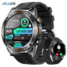 JELLOO Montres connectées pour hommes (répondre/passer des appels), montre connectée robuste pour l'extérieur 450 mAh, tracker de fitness avec surveillance du sommeil, montre connectée tactique et étanche pour le sport, compatible avec les téléphones Android et iOS
