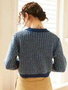 Knit Mix Elegant Women's Chic Knitted Cardigan Casual Versatile French Style Autumn Winter Long Sleeve Round Neck Sweater Coat For Christmas Thanksgiving New Year