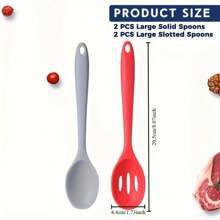 4 Pcs Kitchen Silicone Cooking Spoons Set Heat Resistant Nonstick Mixing Slotted Spoons Large Serving Spoons For Kitchen Cooking Baking Stirring Dishwasher Safe Mixed Colors