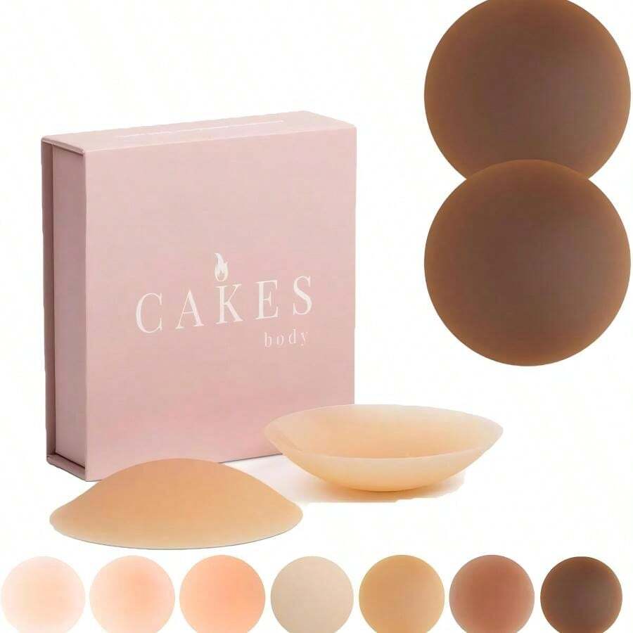 Cakes Grippy Seaml Covers Sticky CAKES Circles Adhesive Silicone Nipple Pasties Reusable Pasty Nipple Covers For Women - 可可 - 查看 1