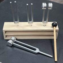 Ear Cleaning Professional Tuning Forks Therapy Set - 128Hz, 512Hz, 432Hz, 256Hz Yoga And Meditation Body-Weight Tuning Forks - Frequency Relaxation Device With Suspension Frame