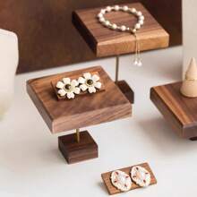 1 Piece Wooden Jewelry Organizer,10X10CM Walnut Bracelet Necklace Display Stand,5/9/12CM High Vertical Square Toy Model Rack Shelf,Home Decoration Display Stands