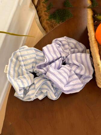 1pc Elegant Striped Scrunchie, High-End Hair Tie, Hair Rope For Ponytail ,Hair Accessories Hairbands