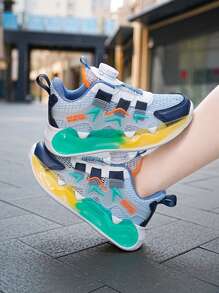 1 Pair Boys' Comfortable Fashion Casual Lightweight Breathable Outdoor Playground Running Sneakers, Suitable For Summer