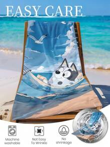Bluey 1 pieza Toalla de playa de Bluey, toalla de baño con estampado de Bluey y gaviota, toalla de playa de estilo de moda, toalla de baño superabsorbente y suave de microfibra, ligera y portátil, con protección contra el viento y el sol, a prueba de arena para viajes de verano, vacaciones, decoración de baño, disponible con o sin bolsa de almacenamiento