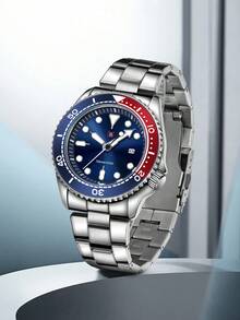 NSNEVER STOP 1 件商务圆形石英模拟手表，带螺旋表冠和折叠扣，适合日常生活、商务活动、节日、生日礼物、情人节礼物、圣诞节，