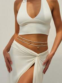 3 peças Corrente de Cintura/Corpo com Contas de Estrela do Mar e Concha em Estilo Boêmio da Praia da Moda, Joia de Corpo Sexy para Mulheres, Adequada para Uso Diário e Decoração de Férias na Praia