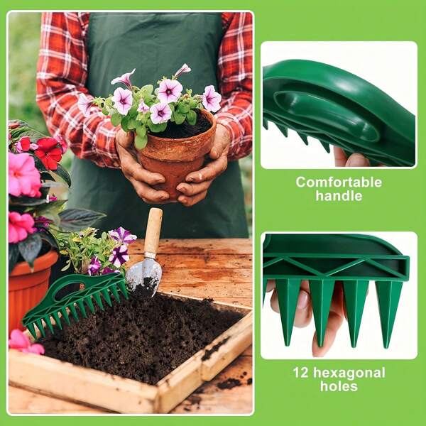 [Effizientes Graben] Grüner Handsämaschine | 1 Stück | Kunststoff | 12-Loch Samenwerfgerät | Effizientes Graben und Säen | Gartenbau