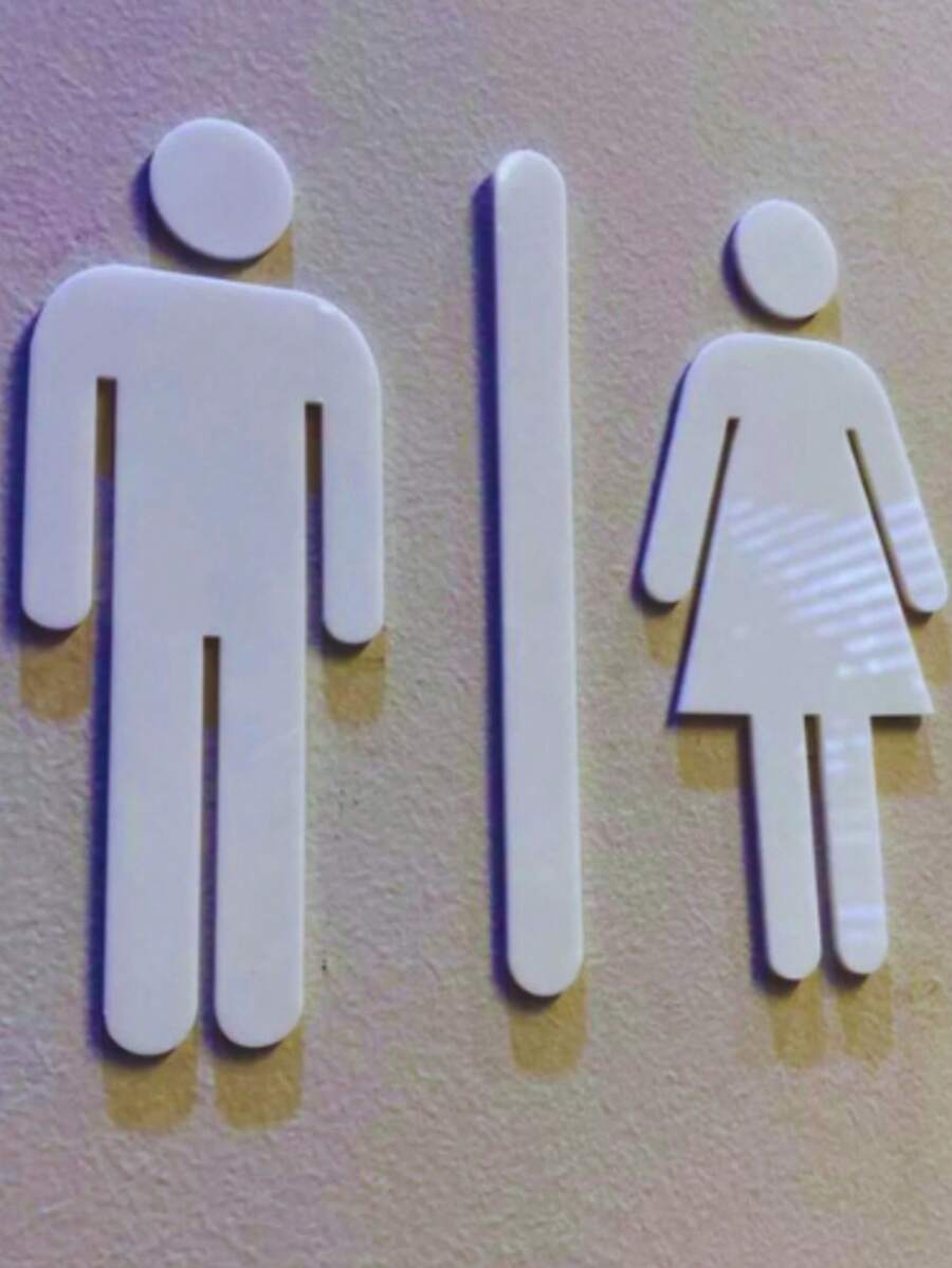 2mm Acrylic Mirrored Bathroom Signage Sign For Company Decoration - Vitt - Visa 1