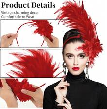 S.Women's 1920s Fascinator Headband, Fascinators Hat Women Tea Party Flower Headpiece Gatsby Derby Hat - Red - View 3