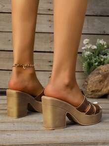 Cross - Strap Platform Chunky Heel Sandals For Women
