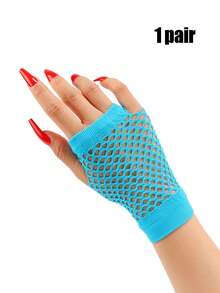 一双露指霓虹渔网手套，适合女性和女孩 - 是主题派对、锐舞派对和音乐节的理想之选 - 亮眼的霓虹腕口，夏季必备 - 玫紅色 - 查看 15