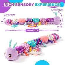 0-6 个月婴儿玩具，婴儿柔软毛绒动物玩具，多种纹理，拨浪鼓，褶皱，女婴礼物，6 至 12 个月女婴玩具，婴儿 3 4 5 7 8 9 个月大婴儿玩具，毛毛虫 - 彩色 - 查看 7