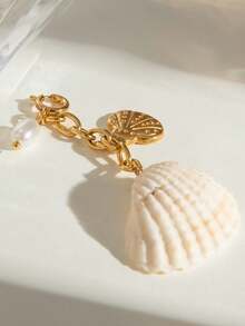 海洋度假风格不锈钢比基尼贝壳饰品高端DIY吊坠钛钢保色吊坠女士 - 金色 - 查看 3