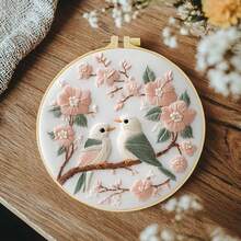 1 Piece Embroidery Kit, 20x20cm/7.9x7.9 Inch Flower And Bird Handmade DIY Embroidery Kit, Suitable For Adult Beginners, Including Instruction Manual, Printed Fabric, Embroidery Frame And Needle And Thread