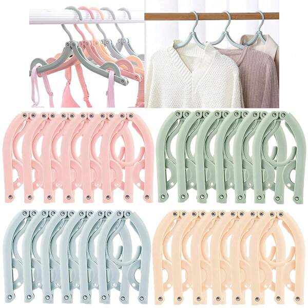 Foldable Travel Hangers Plastic Portable Folding Clothes Hangers Cruise Ship Essentials For Travel Cruises Suitcase Dormitory School Hotel Women Laundry Coat Bag Drying(Multicolor)
