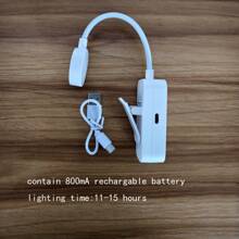 1pc White Clip-On Mini Table Lamp, Eye-Care, Rechargeable, 3 Color Temperatures, Stepless Dimming, Suitable For Bed Reading - Mini Lightweight Clip-On Reading Light