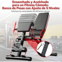 Banco de Ejercicio Multifuncional Ajustable con Banda de Resistencia y Almohadilla de Soporte de Mancuernas, Banco Pesas Multiposiciones Plegable para Entrenamiento en Casa, Gimnasio, Levantamiento de Pesas, Ejercicio y Entrenamiento de Cuerpo Completo - 1 - Ver 3