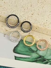 1 pieza Aro de septum con bisagra y circonita, 16G acero inoxidable hipoalergénico negro de 8mm para cartílago helix; Arete de daith de 6mm chapado en oro de 18K; Juego de joyería para perforaciones en concha, trágus, lóbulo, orejas de 10mm, cejas/ombligo; Decoración de joyería para perforación corporal para mujeres y hombres