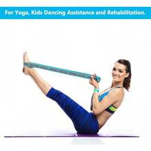 Correa elástica para yoga, correa elástica para estirar, multibucle para fisioterapia, pilates, yoga, ejercicio de danza y gimnasia y banda elástica flexible para pilates - Azul - Ver 6