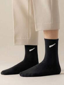 5双/10双/20双/30双女士休闲袜中长袜白袜子冬袜黑袜子除臭运动透气吸汗/两种款式可选（薄/厚） - 彩色 - 查看 3