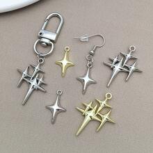5/10/15件四角星吊坠精致星形吊坠四角星吊坠金属天体吊坠适用于珠宝耳环项链制作 - 彩色 - 查看 6