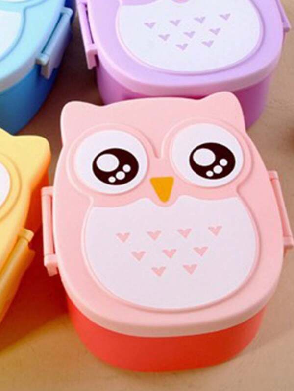 1 pièce Boîte à lunch Bento avec motif de hibou de bande dessinée, boîte à lunch pour étudiant, boîte-repas allant au micro-ondes, boîte à lunch pour employé de bureau