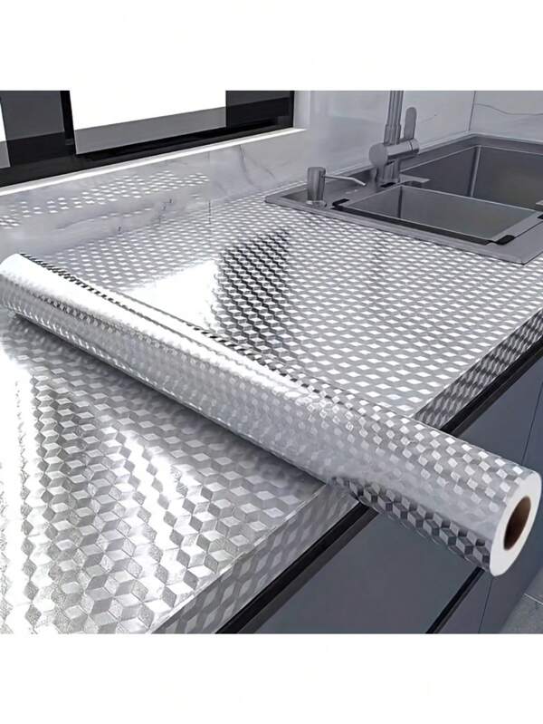 1 rollo de adhesivo impermeable y resistente al aceite para cocina - autoadhesivo, resistente al calor, revestimiento para cajones y salpicaduras de pared, con patrón de cuadros, para renovación del hogar, revestimiento de salpicaduras de cocina | Revestimiento con patrón de cuadros | Alfombrilla para cajones Paneles decorativos de pared Papel tapiz Decoración del hogar Dormitorio