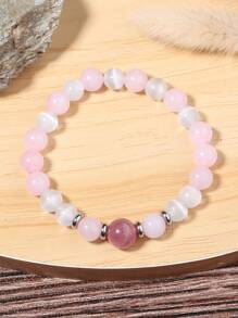 Pulsera para atraer el amor para mujeres: Cuarzo rosa y selenita, calmante, confianza y amor propio, paz, joyería de energía purificadora, regalo unisex para la novia