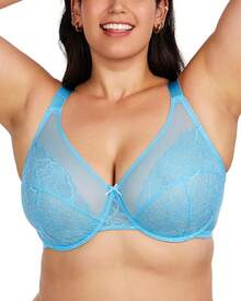 Minimizer Bras Women Full Coverage Underwire Bras Plus Size Lifting Lace Bra Heavy Breast - Pastel Blue - View 1