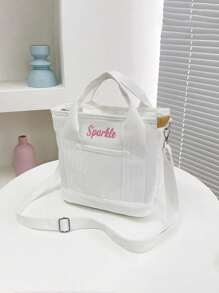 1PC Women's Personalized Ins Canvas Bag, Fashionable And Versatile Commuting Shoulder Bag For Work, Portable Multi-Pocket Storage Bag, Large-Capacity Student Book Handbag With College Style,All-Purpose,Large Capacity,Versatile,Multifunction,Colorful,Cute,Adorable,Contracted,Funny,Kawaii,Y2K,Minimalist,Commuting,Business Casual,Basics,Custom,Personalized,Unique,Customized,Ideal Gifts For Him,Ideal Gifts For Her,Her,Family,Friends,Girlfriend,For Anniversaries,For Birthdays,For Holiday/ Vacation,For Outdoors/Outings/Travel/Hiking/Stadium/Sports/Climbing,For Business/Commute/Work/Office