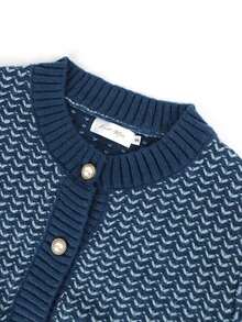 Knit Mix Elegant Women's Chic Knitted Cardigan Casual Versatile French Style Autumn Winter Long Sleeve Round Neck Sweater Coat For Christmas Thanksgiving New Year