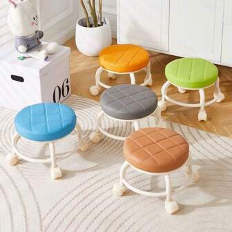 1 Familie Katrol Kinderen Leer Stap Stoelen, Kleine Krukken, Dwerg Krukken, Lazy Wheels Glijdende Mooie Naai Kleine Stoelen, Net Rode Bank, Mooie Naad Spijker Mobiele Bank Krukken
