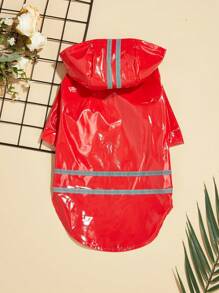 1 pieza Impermeable de poliéster para mascotas con rayas reflectantes, diseño de botón a presión ligero y conveniente, adecuado para razas de perros pequeños como el Caniche y el Teddy en todas las estaciones