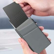 RFID 男士信用卡夹，带自动弹出卡槽，皮革外壳，正式/商务正装情人节创意 - 均碼 - 查看 3